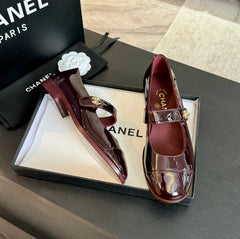 mary jane flat Red Wine patent calfskin