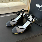 Waterproof Platform High Heels Transparent Heel Mesh Black