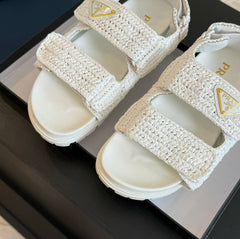 PRA CROCHET SANDALS WHITE CALFSKIN
