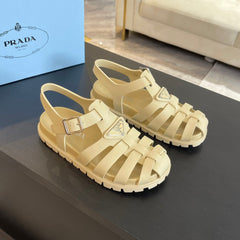 PRA RUBBER FISHERMAN SANDALS BEIGE CALFSKIN
