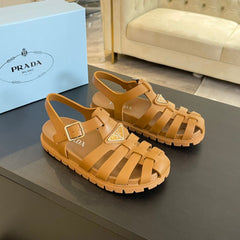 PRA RUBBER FISHERMAN SANDALS BRONZE CALFSKIN