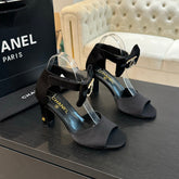HIGH SANDAL OPEN TOE IN BLACK SATIN
