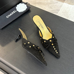 HIGH HEEL MULE 65 MM IN BLACK SUEDE