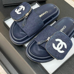 SLIDE IN NAVY BLUE DENIM FABRIC 45 MM