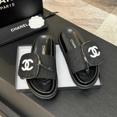 SLIDE IN BLACK DENIM FABRIC 45 MM