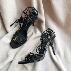 YSL HIGH HEEL 90MM IN BLACK CALFSKIN GOLD HARDWARE