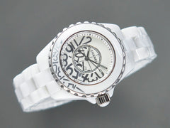 J12 Date Quartz White Ceramic Stainless Graffiti Limited