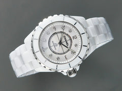 J12 Automatic White Ceramic Black Diamond Numerals Mop Dial