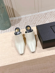 YSL 25S JILL MULES IN IVORY SMOOTH CALFSKIN