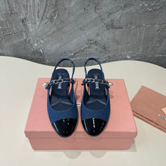 SMALL SQUARE HEAD MARY JANE SANDAL NAVY BLUE CALFSKIN
