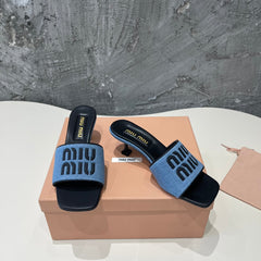 BLACK HIGH HEEL WITH AZURE BLUE STRAPS