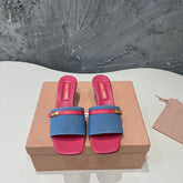 DEEP PINK HIGH HEEL WITH BLUE STRAPS AND PINK BELT