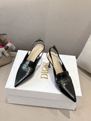 BOY SLINGBACK PUMP 75 MM IN BLACK CALFSKIN