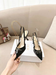 MY DD SLINGBACK PUMP 85MM IN BLACK CALFSKIN