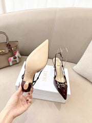 MY DD SLINGBACK PUMP 85MM IN BURGUNDY RED CALFSKIN