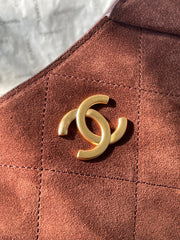 CHANEL 25S HOBO BAG 33 IN DARK BROWN SUEDE GOLD HARDWARE