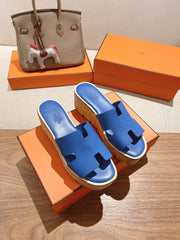 HM 25S HIGH WEDGE SANDALS IN COBALT BLUE LAMBSKIN STYLE 20