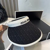 MM FASHION VISOR CAP IN WHITE MIX BLACK FABRIC