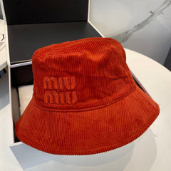 MM BUCKET IN ORANGE VELVET WITH LOGO