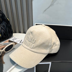 MM BASEBALL CAP IN CREAM WHITE VELVET