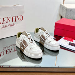VALENTINO 25S GARAVANI VL7N SNEAKERS IN WHITE MIX BROWN LAMBSKIN