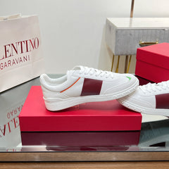 VALENTINO 25S UPVILLAGE SNEAKERS IN WHITE MIX RED LAMBSKIN