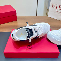 VALENTINO 25S GARAVANI ONE STUD XL PLATFORM SNEAKERS IN WHITE MIX BLACK LAMBSKIN STYLE 2