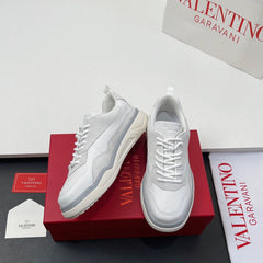 VALENTINO 25S RUNBOOT SNEAKERS IN WHITE SUEDE AND LAMBSKIN