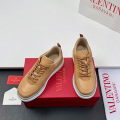 VALENTINO 25S RUNBOOT SNEAKERS IN BROWN SUEDE AND LAMBSKIN