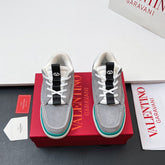 VALENTINO 25S RUNBOOT SNEAKERS IN GREY MIX TEAL BLUE LAMBSKIN