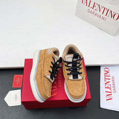 VALENTINO 25S RUNBOOT SNEAKERS IN BROWN MIX BLACK LAMBSKIN