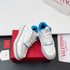 VALENTINO 25S RUNBOOT SNEAKERS IN WHITE MIX BLUE LAMBSKIN