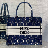 MISS MEDIUM TOTE 36 IN WHITE MIX DEEP COVE BLUE CANVAS