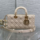 DIOR 25S MEDIUM LADY D-JOY 26 IN BEIGE LAMBSKIN GOLD HARDWARE