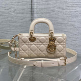 DIOR 25S SMALL LADY D-JOY 22 IN BEIGE LAMBSKIN GOLD HARDWARE