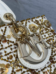 DIOR 25S SMALL LADY - JOY BAG 26 IN LATTE CANNAGE CALFSKIN WITH SPARKLING