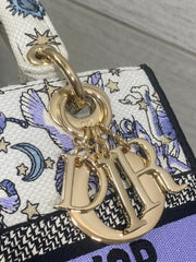 DIOR 25S SMALL LADY D-LITE BAG 24 IN PURPLE DIOR NIGHT OF DREAMS EMBROIDERY