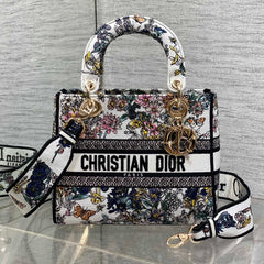 DIOR 25S SMALL LADY D-LITE BAG 24 IN MULTICOLOR DIOR FLOWERS CALENDAR ALLOVER EMBROIDERY