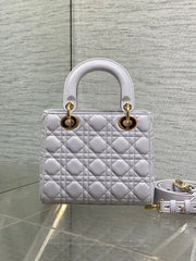 DIOR 25S LADY DIOR BAG 20 IN LILAC CANNAGE CALFSKIN GOLD HARDWRE