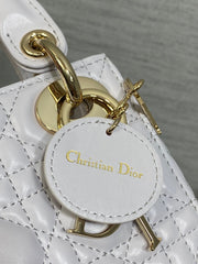 DIOR 25S MINI LADY DIOR BAG 17 IN LILAC CANNAGE CALFSKIN GOLD HARDWARE