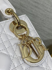 DIOR 25S MINI LADY DIOR BAG 17 IN LILAC CANNAGE CALFSKIN GOLD HARDWARE