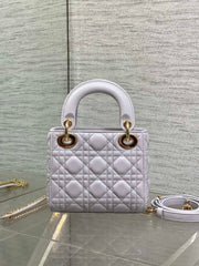 DIOR 25S MINI LADY DIOR BAG 17 IN LILAC CANNAGE CALFSKIN GOLD HARDWARE