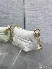 DIOR 25S STAR HOBO BAG 28 IN LATTE MACROCANNAGE CALFSKIN WITH CHAIN