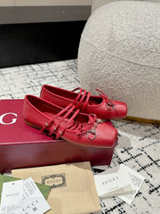 MARY JANE FLAT IN CRIMSON RED CALFSKIN