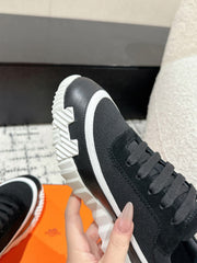 BOUNCING SNEAKER IN BLACK MIX WHITE CALFSKIN AND FABRIC