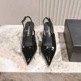 CC HIGH SLINGBACK IN BLACK LAMBSKIN WITH BOW ATTACHED