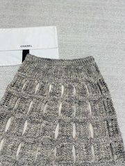 CC 25 Hollow Knitted Skirt Gray Cotton