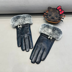 BIG H RABBIT FUR AND LAMBSKIN GLOVES BLACK 353541