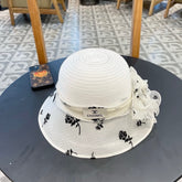 STRAW HAT WITH CHIFFON FLOWER WHITE 672758