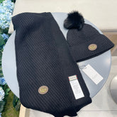 SET SCARF AND HAT IN BLACK WOOL 414779